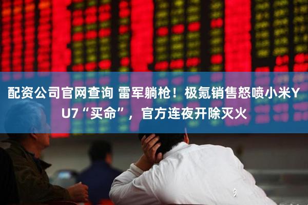 配资公司官网查询 雷军躺枪！极氪销售怒喷小米YU7“买命”，官方连夜开除灭火